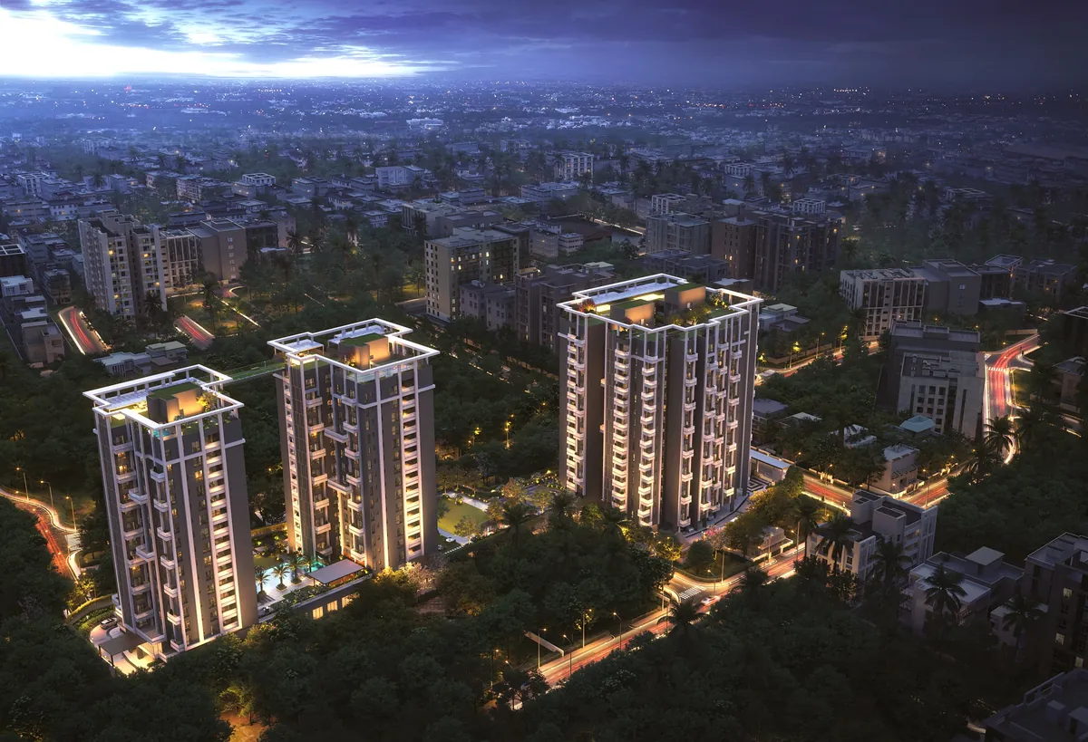 Estate Sky Vue Twilight Aerial View
